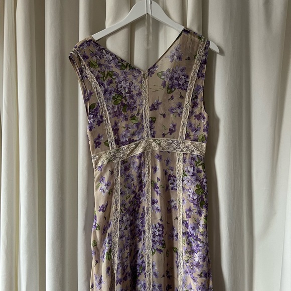 TWINSET Purple Floral and Lace Long Dress M Italian 44 - Picture 5 of 9